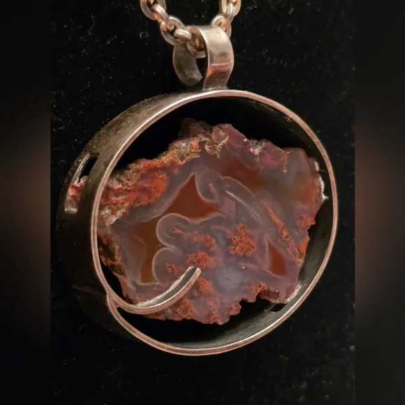 Sterling Silver Necklace w Jasper Pendant